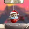 Мультяшная Рождественская Чашка Подвеска Кошка Акриловая Подвеска Зеркала Заднего Вида Кошка для Авто Рождественская Елка Сумка
