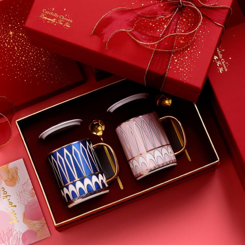 Парные чашки из костяного фарфора, Пара стаканов для воды, Послеполуденное чаепитие, Набор подарочной коробки с чашками в стиле гуочао и легкой роскоши