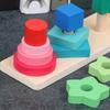 Деревянный набор геометрических столбиков, интеллектуальная игрушка, постепенное изменение цвета, форма цветка, когнитивное сопоставление, детские интеллектуальные игрушки