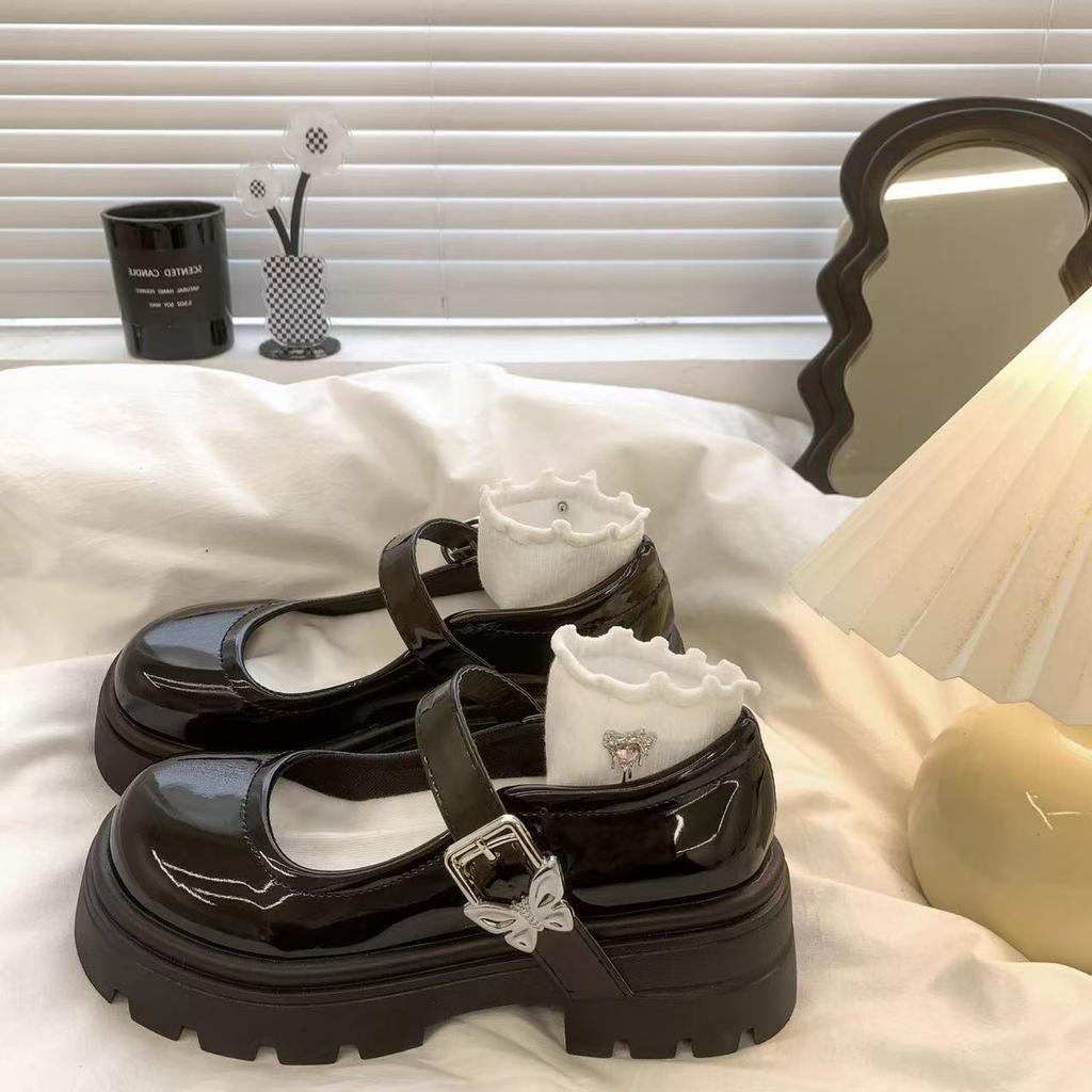 Japanese College Style Black Mary Jane Women's Single Shoes 2025 Autumn and Winter New Models with Skirts French Platform Jk Small Leather Shoes