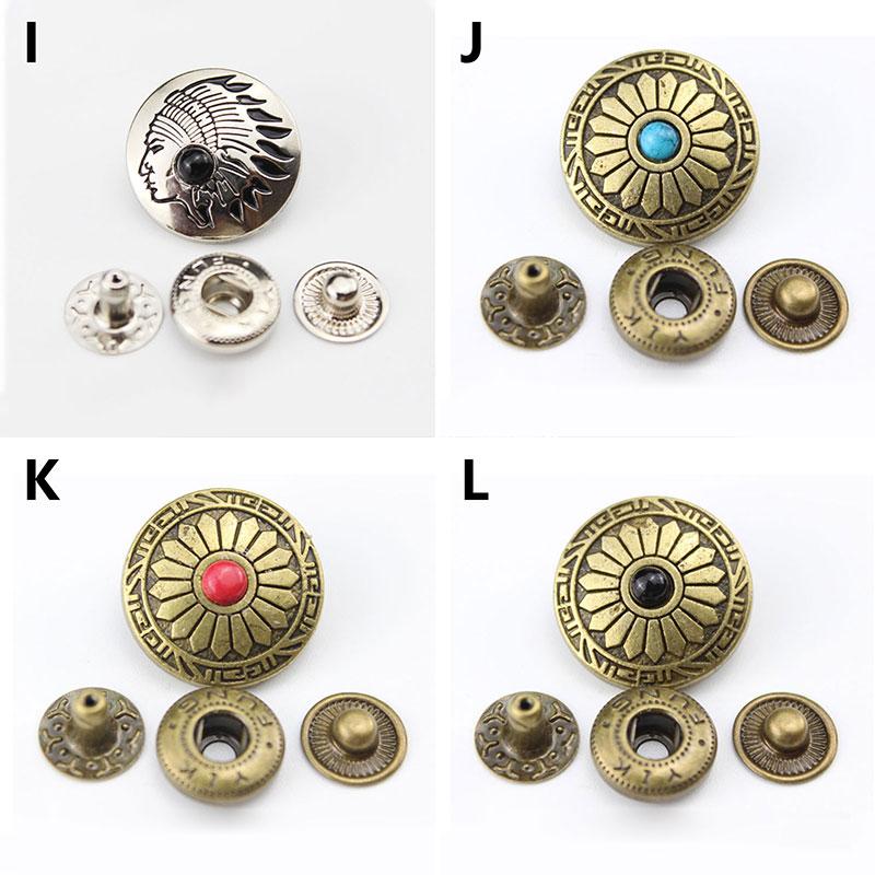1Set Press Studs Fasteners Clothing Snap Buttons Garment DIY Metal Sewing Accessories Leather Craft