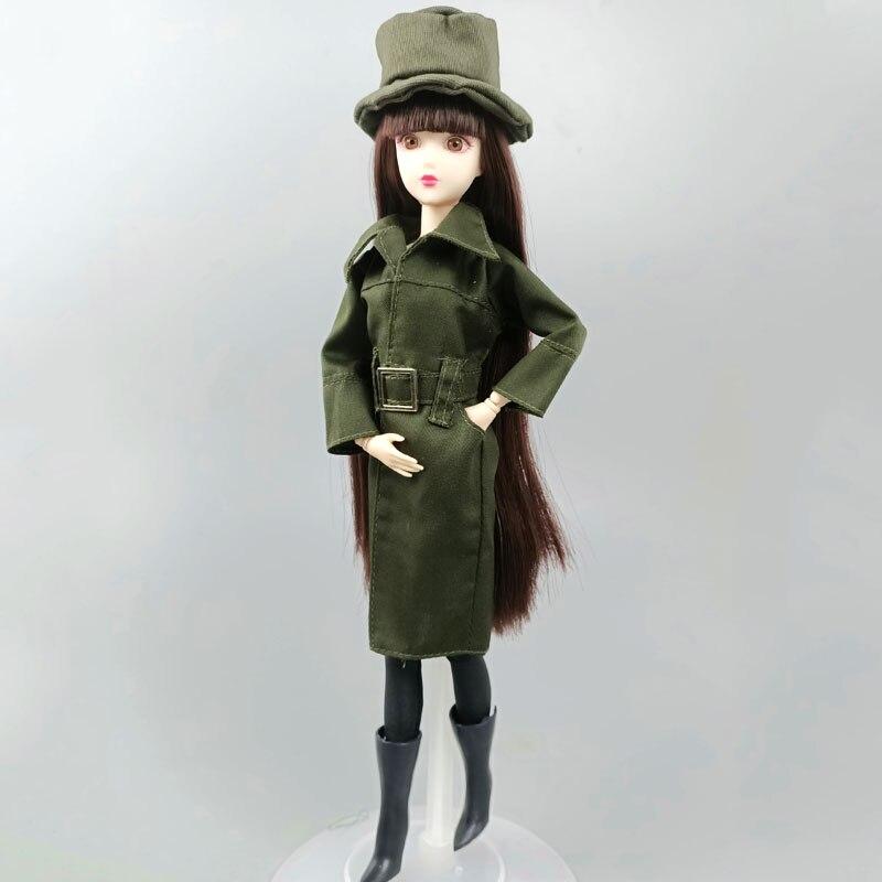 Модный костюм, зимняя куртка с поясом, пальто для куклы Барби, одежда с длинным рукавом и шапкой, костюм, одежда, сделай сам, игрушка для детей