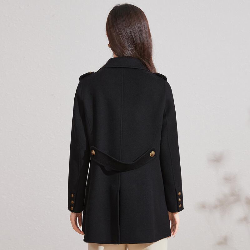 Sanpowa 100% Wool Double-Faced Mid-Length Coat