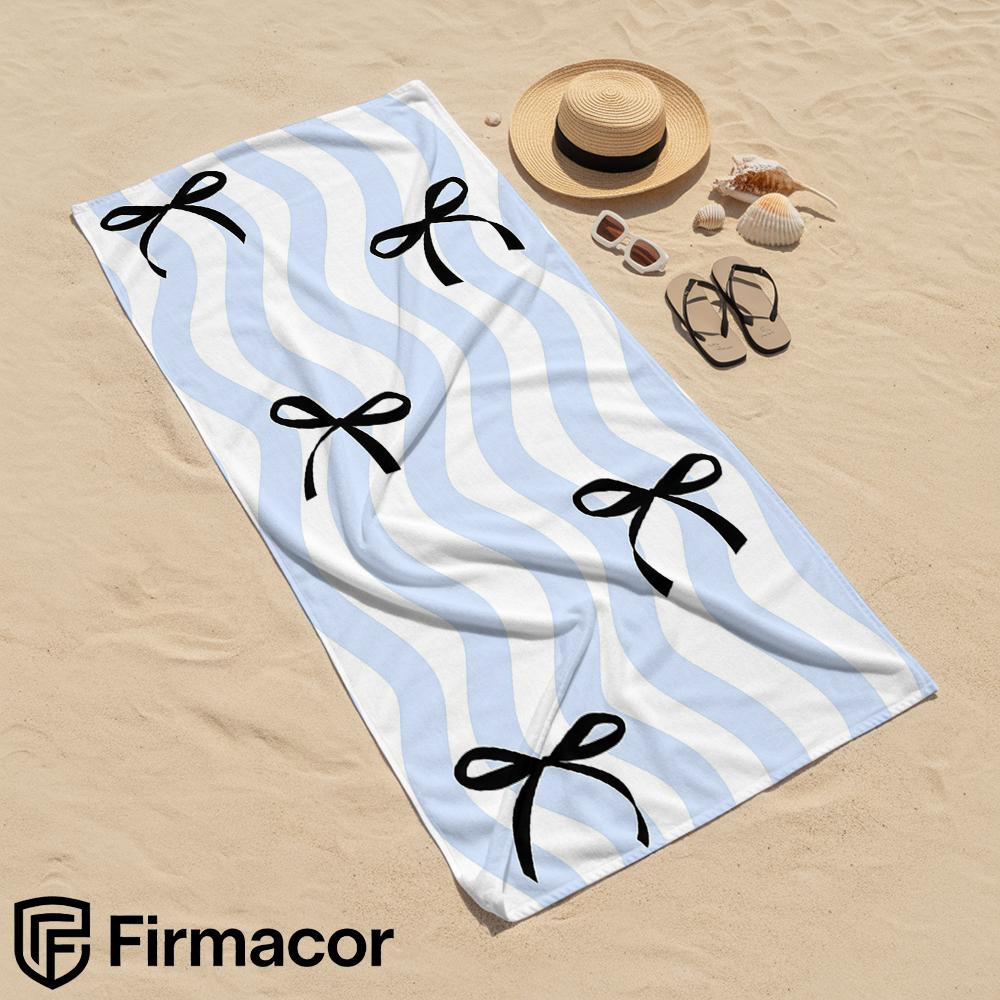 Wave Bow Soft Portable Travel Towel Unisex Ultra Lightweight Microfiber Oversized Sand Free Quick Dry Beach Towel