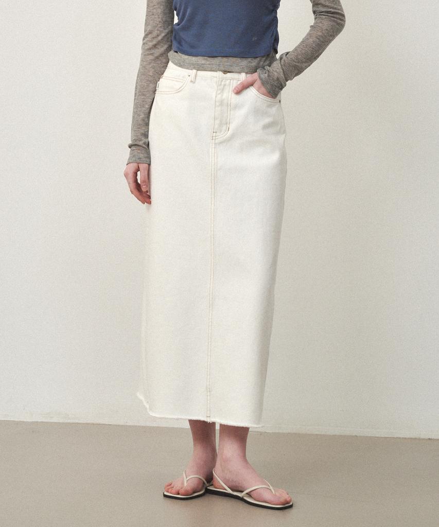 Ost Kaka Essential Denim Long Skirt White