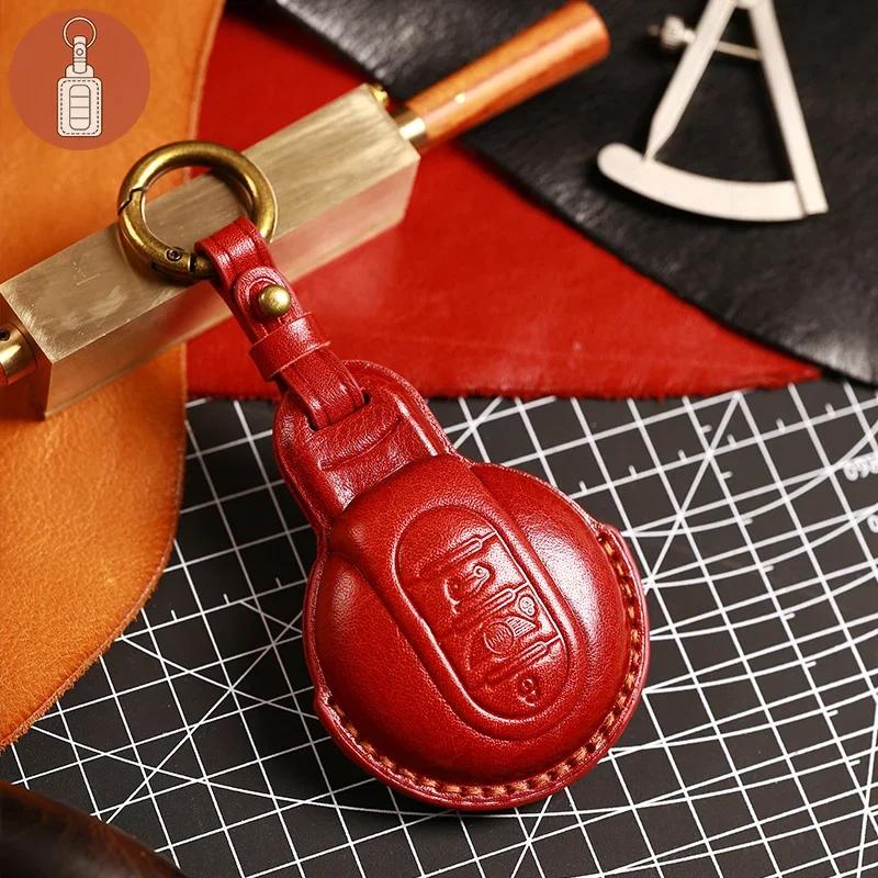 Leather Car Key Case Cover Fob Keychain Accessories for BMW Mini Cooper Keyring Countryman F54 Clubman F55 Hardtop F56 F57 F60