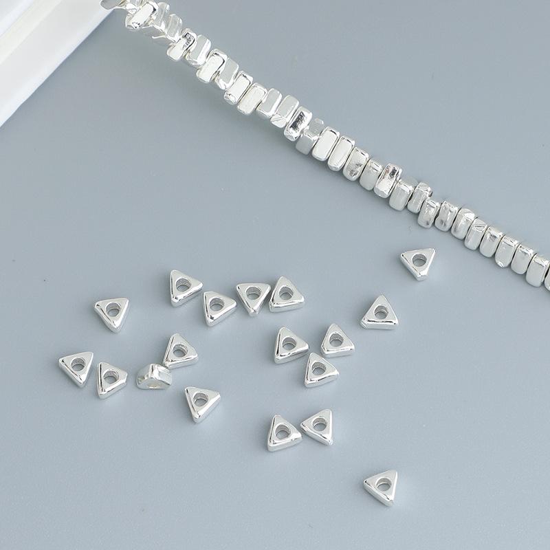 S925 Sterling Silver Triangle Spacer Beads for DIY Handmade Jewelry