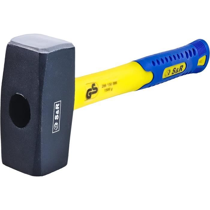 Forged Steel Sledgehammer 1500g - S&;R - Ref 286150086 - Shockproof Fiberglass Handle
