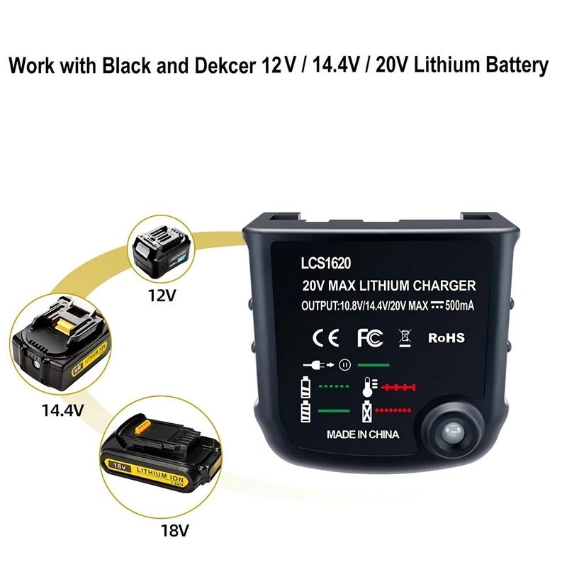 Зарядное устройство для литиевых аккумуляторов Black&Decker 10,8 В 14,4 В 18 В 20 В серии LBXR20 Инструмент для зарядки аккумуляторов электрической дрели-шуруповерта