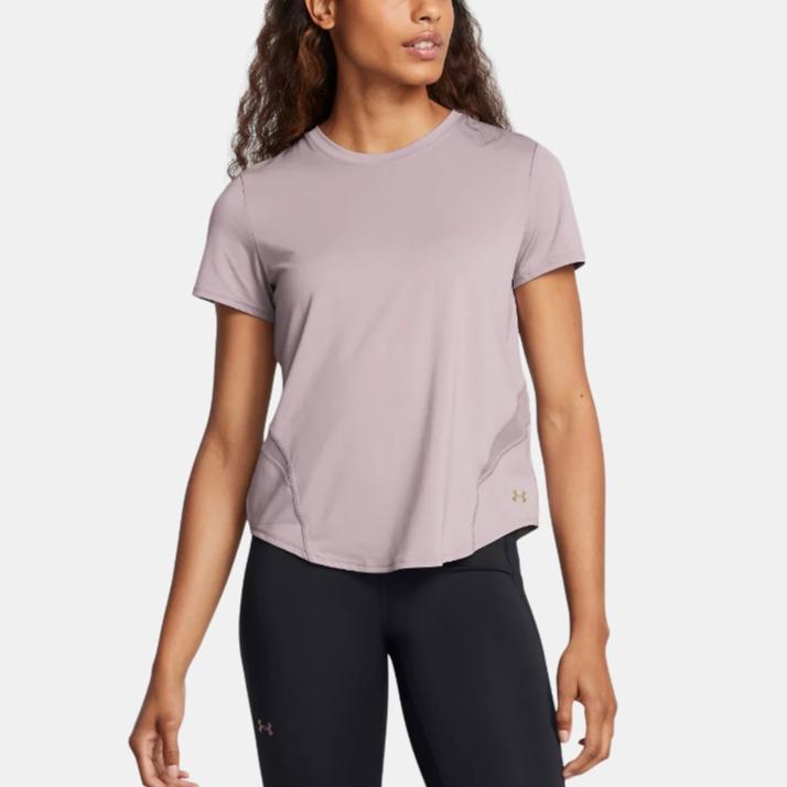 Under Armour Vanish Elite Vent Breathable Loose Casual Solid Color Cruit Neck Short Sleeve T Shirt Women T Shirts Fatigue-Gray 1386400-015