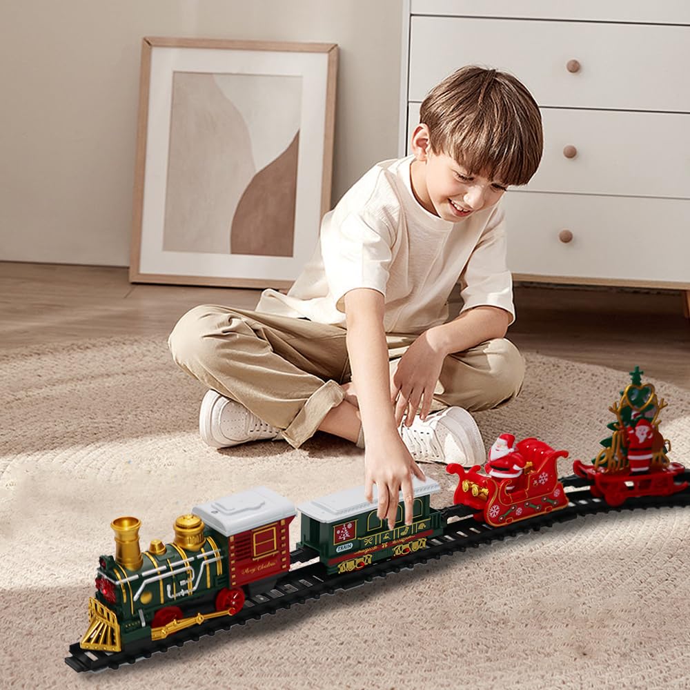 OBEST Рождественский набор железной дороги (Свет и музыка, АБС-пластик, Готов к подарку)