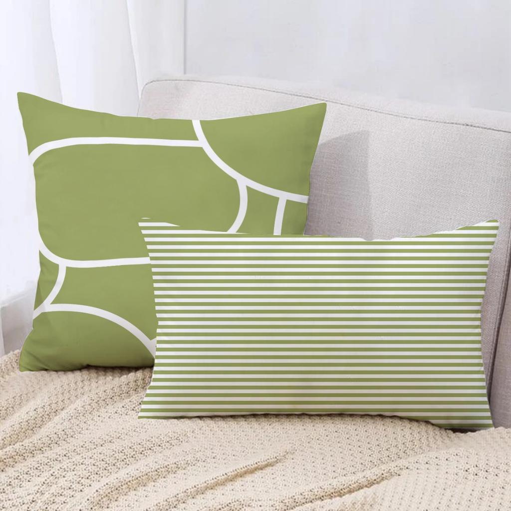 Nordic Simple Green Small Fresh Floral Modern Simple Pillow Sofa Living Room Model Suede Waist Pillow Case Pillow