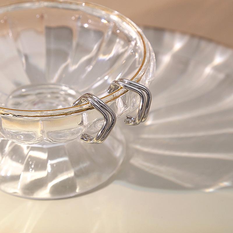 Геометрические асимметричные серьги-гвоздики, Нишевые простые серьги в холодном стиле, Четырехугольные открытые серьги