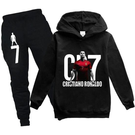 Весенне-осенний спортивный костюм с принтом CR7 для футбола, детская одежда, толстовка + штаны, комплект из 2 предметов, для мальчика и девочки, 3-12 лет, детские праздничные подарки