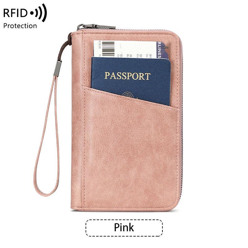 Anti-Theft RFID Zipper Passport Holder & Travel Wallet