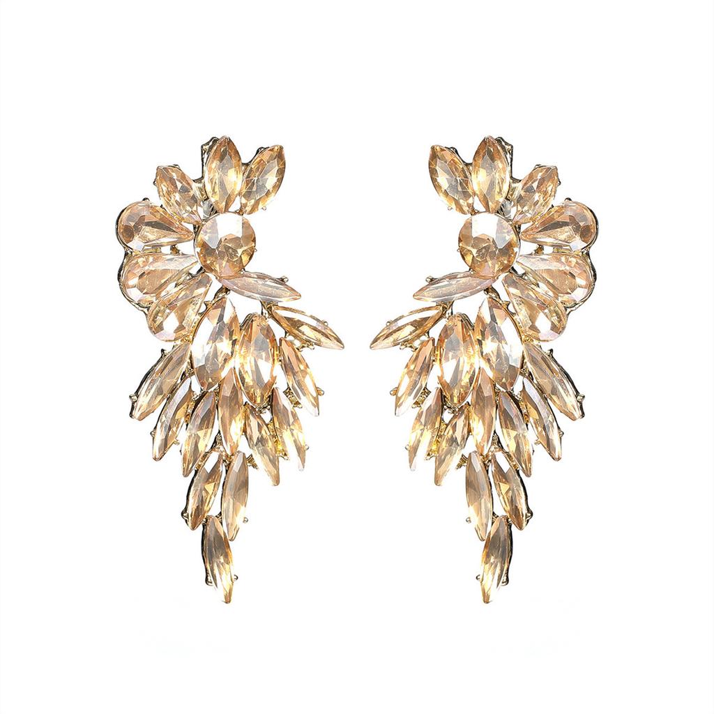 Мода, роскошные серьги-гвоздики из витражного стекла со стразами, женские преувеличенные серьги-гвоздики