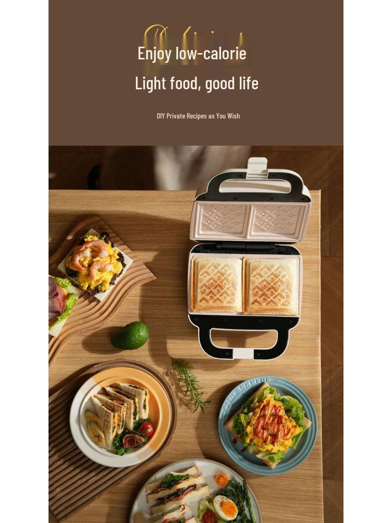 Double-Plate Breakfast & Waffle Maker: Multi-Functional Sandwich & Bread Machine for Home Use.