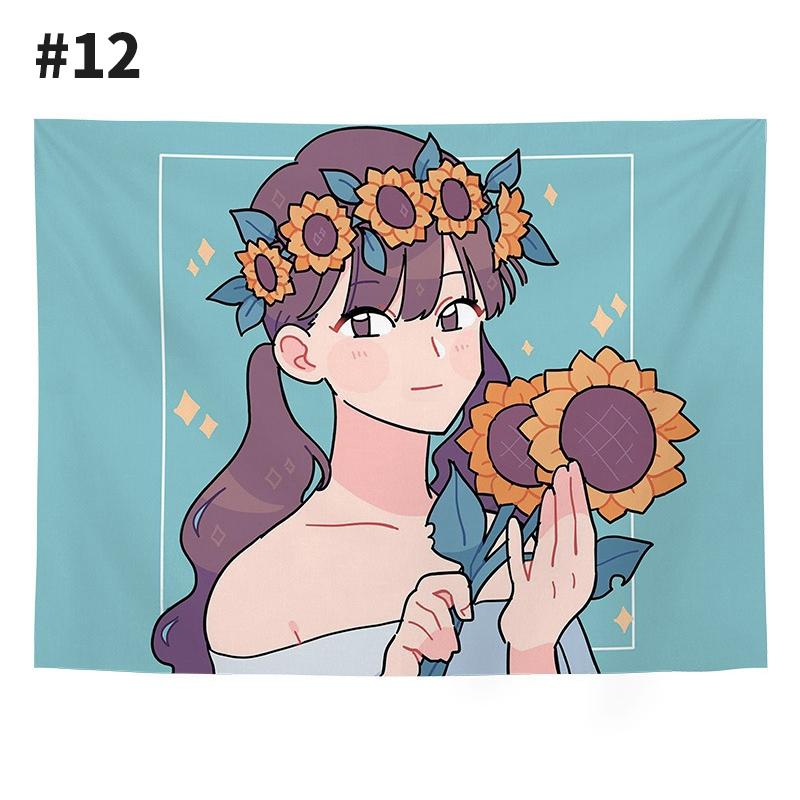 Tapestry Wall Hanging Art Girl Cloth Painting Background Room Decoration