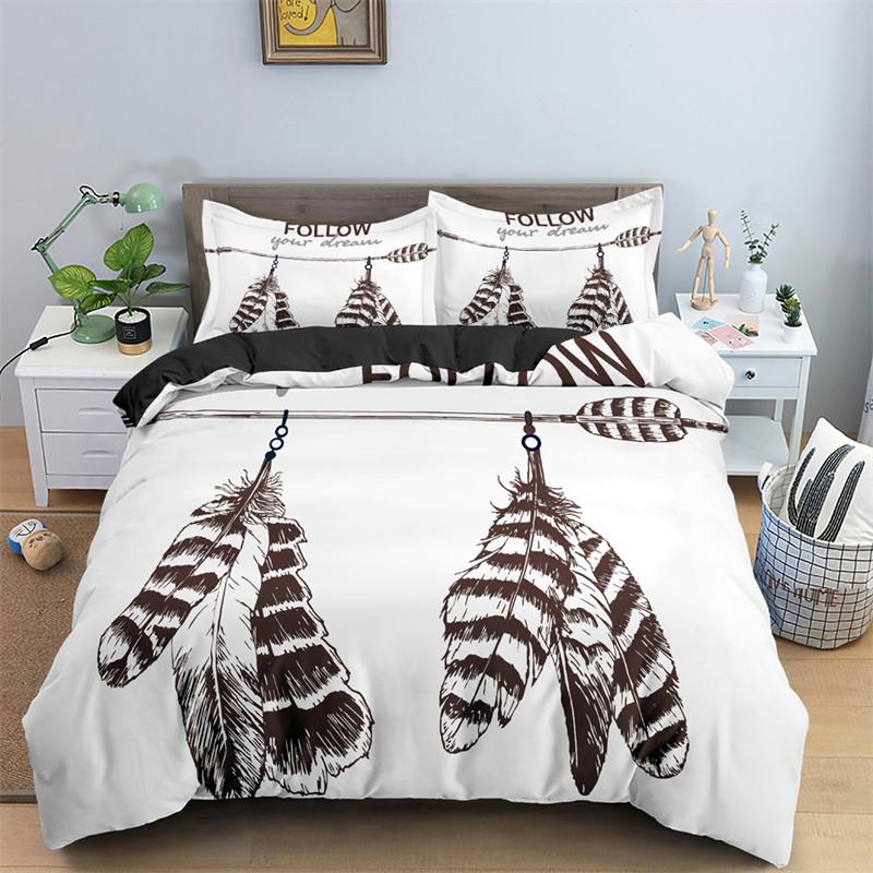 Dreamcatcher Duvet Cover Microfiber Feather Bedding Set Single Twin King For Girl Teen Adult Bedroom Geometric White Quilt Cover
