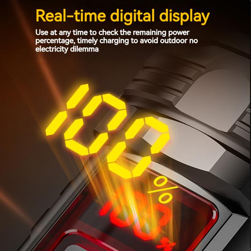 Новый яркий цифровой дисплей фонарик с телескопическим фокусом, перезаряжаемый, портативный, дальнобойный рабочий свет для улицы, светодиодный Fl