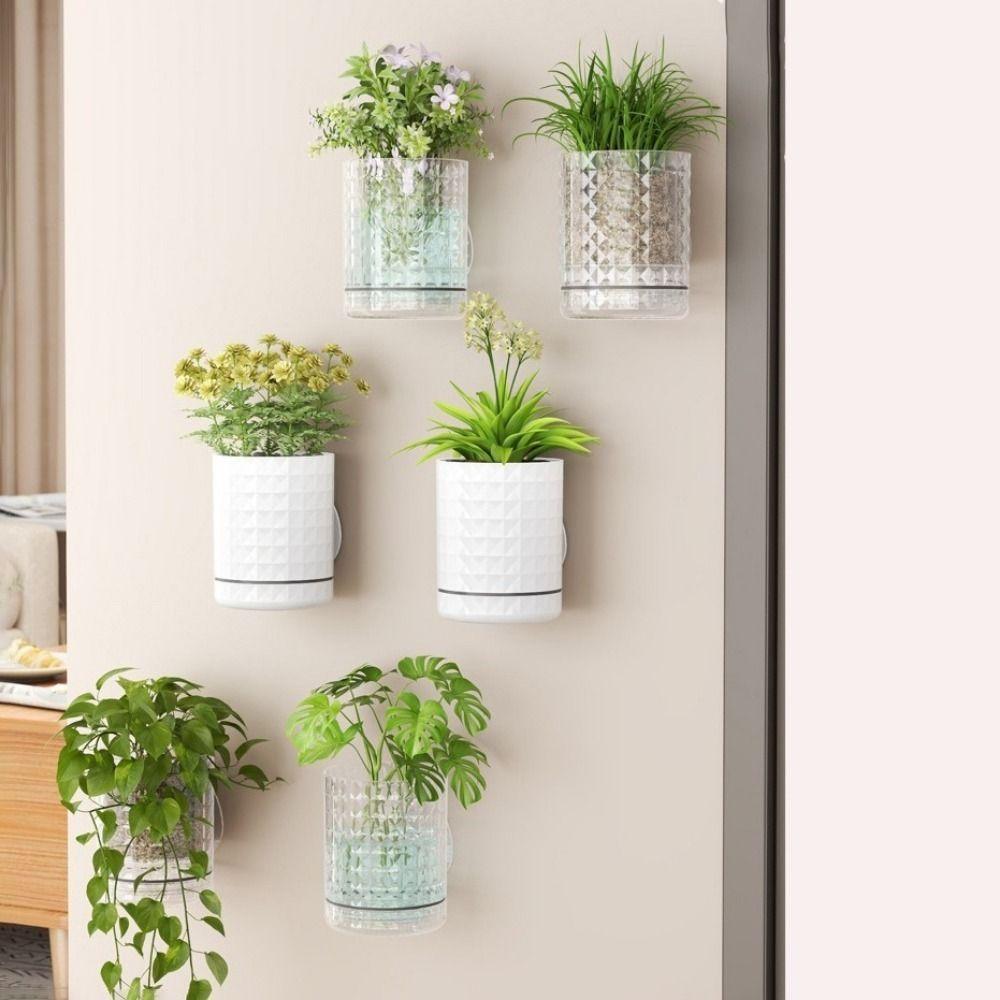 Double Layer Hydroponic Wall Planter Plastic Hanging Flower Pot Wall Hanging Vase Indoor Planting
