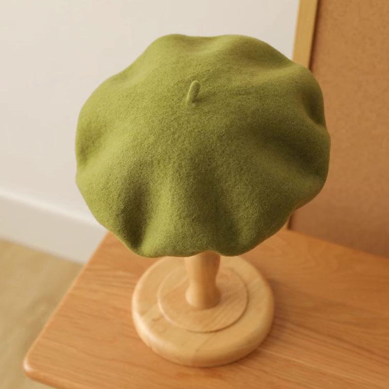 Берет женский модный ретро повседневный шерстяной берет шляпа художника шерстяная универсальная вязаная круглая шапка Bud теплая шапка