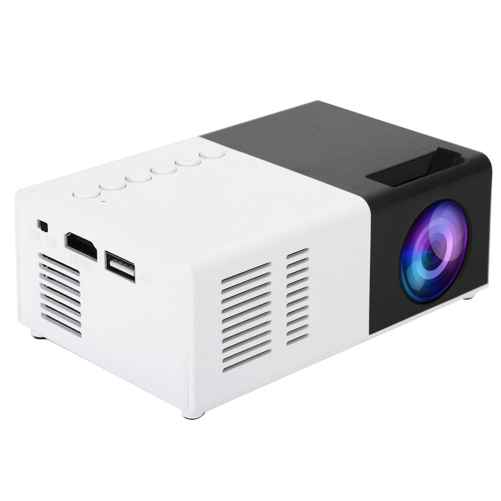 Мини портативный светодиодный проектор 1800LM с кронштейном для штатива для домашних развлечений(Черно-белый )