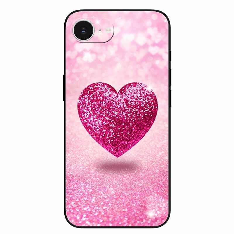 Black Phone Case Cover For Apple iPhone 16e Cases Printed TPU Soft Bumper Shell for iPhone16e 16e 2025 Protection Silicon Covers