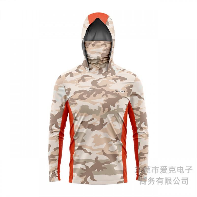 Mens Quick-Dry Fishing Hoodie With Face Cover UV Protection Long Sleeve Sun Shirt Fly Casting