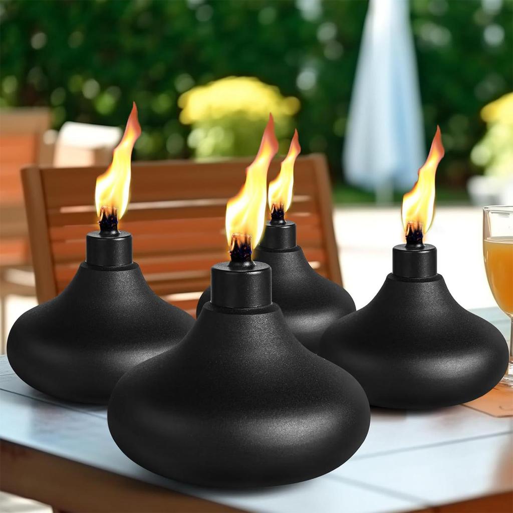 Refillable Torch Canister Tabletop Lantern Metal Torch Citronella Torches Decorative Tabletop Lantern for Patio Deck Garden