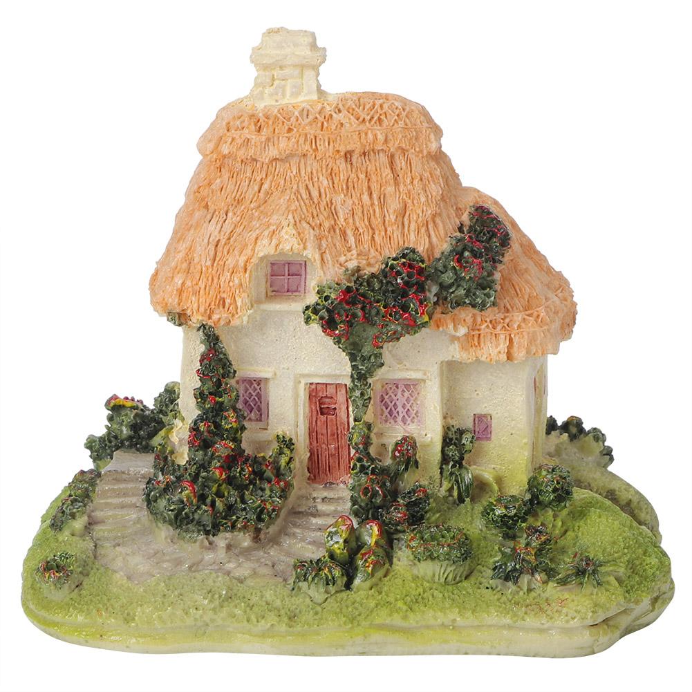 Simulation Thatched House Decoration Outdoor Garden Yard House Shape Bonsai Ornament