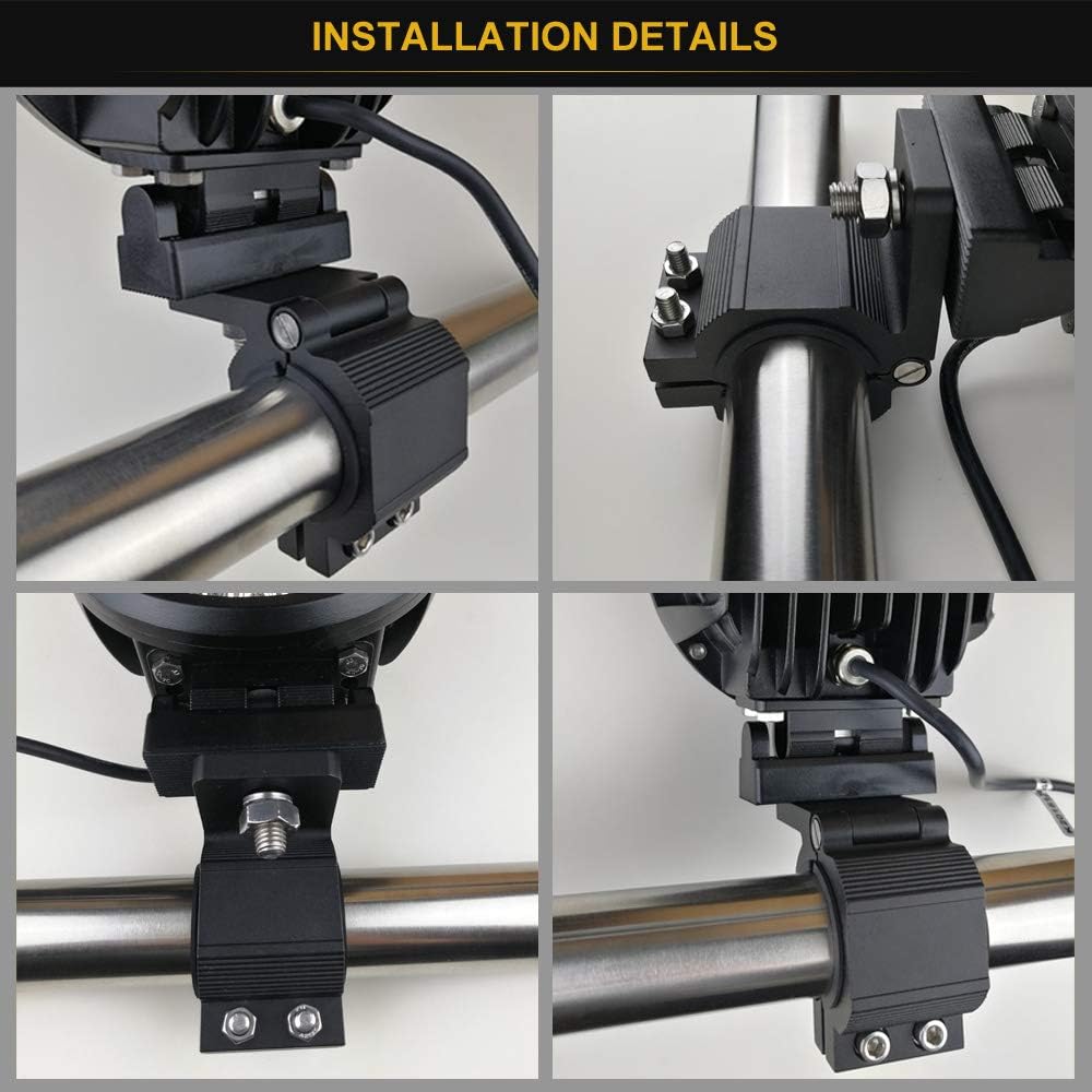 Audak 1 Pair Aluminum Mounting Bracket Kit Tube Clamp For 1.125 1.25 1.375 1.5 Inch Bullbar Roof Rack Roll Cage Horizontal Bar (1.1 To 1.5 Inch