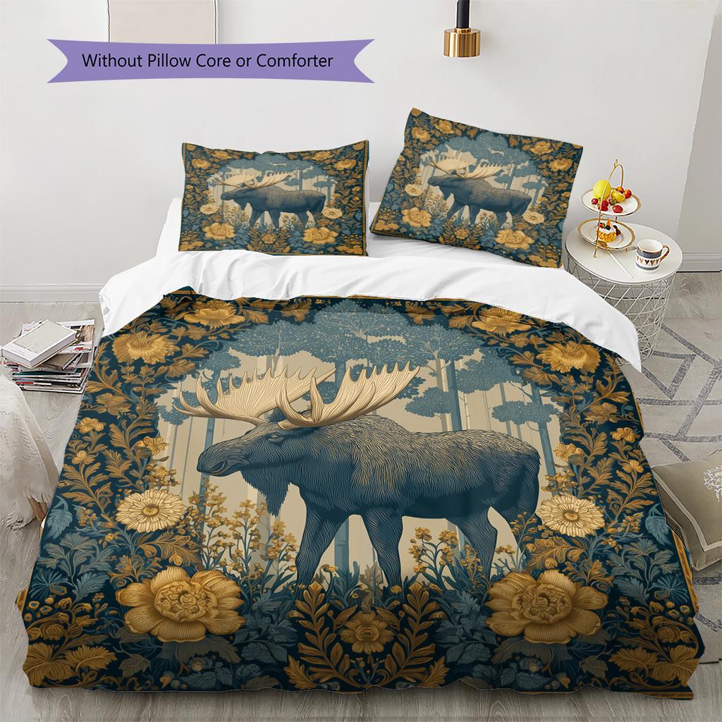 Vintage Animals Pattern Bedding Quilt Set Home Decoration Gift (1 * duvet cover + 2 * pillowcase without core)