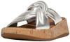 ШЛЕПАНЦЫ FLATFORM см [FITFLOP] F-MODE КОЖА-TWIST (ПРОБКОВАЯ ОБЕРТКА) Сандалии женские, серебристые, 24.0