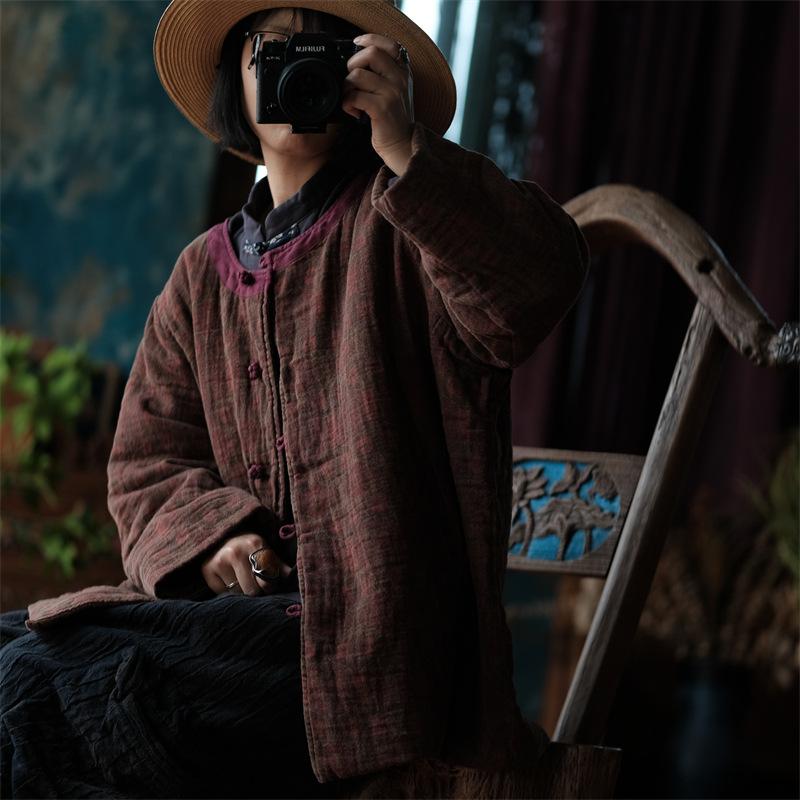 Johnature Женские парки с цветочным принтом и винтажным принтом, парки с круглым вырезом и длинными рукавами, плюс хлопковое мягкое пальто, зимние парки в китайском стиле