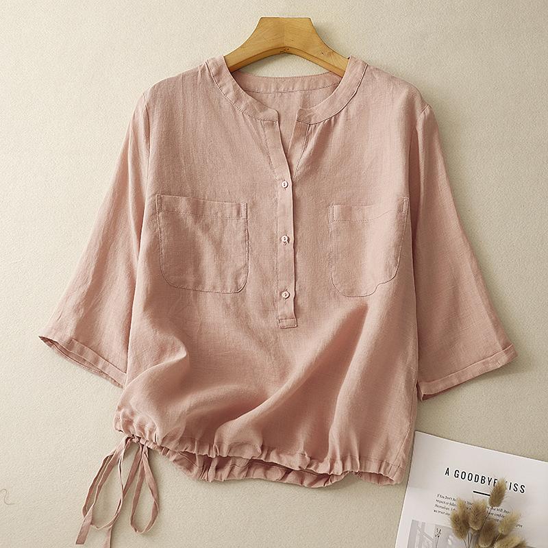 Летняя литература свободный свежий японский стиль короткий топ-рубашка для женщин