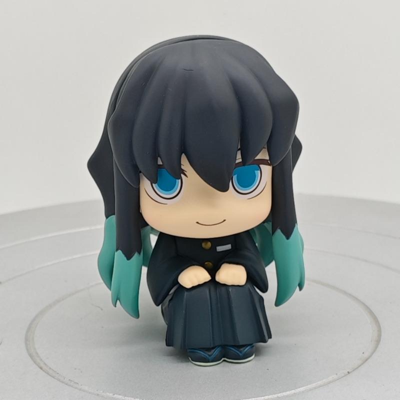 Inosuke Tanjiro Shinobu Giyu Zenitsu Muichiro Chibi Sitting Figure Demon Slayer Kimetsu No Yaiba PVC Anime Model Cute Toys Gifts