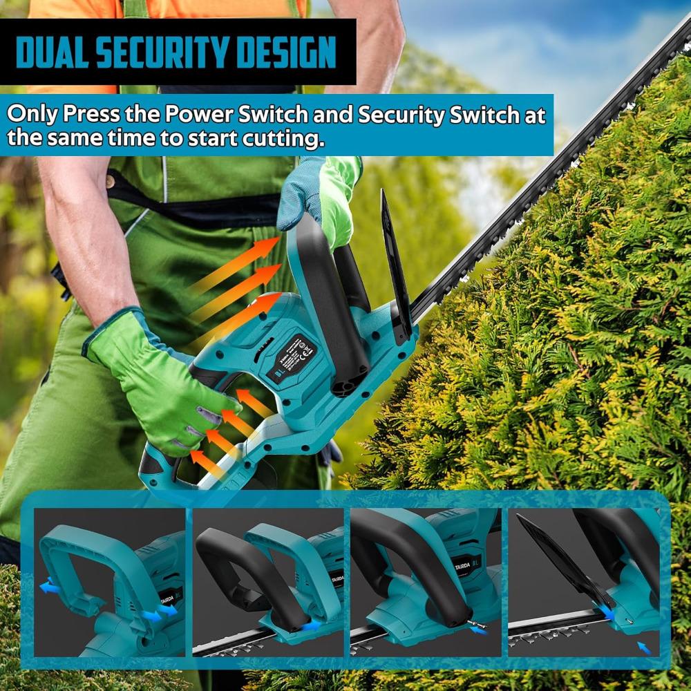 Кусторез Совместим с аккумулятором makita 18v (Нет батареи), Аккумуляторный электрический кусторез с бесщеточным двигателем 1600 об/мин, 22''