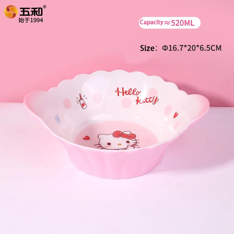 Для Sanrio Hello Kitty Детская посуда Антиожоговые обеденные тарелки Без Бисфенола А Детская миска для еды Меламиновая пищевая тарелка Чашка Ложка