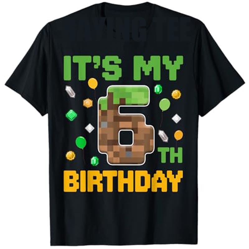 BirthdayBoy Its My 6th Birthday Gamer Pixel Number Six TShirt Fashion Sons Nephew Grandson Bday Gift Video Game Saying Tee