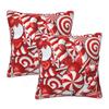 Набор из 2 наволочек для декоративных подушек 18x18 дюймов с разными красно-белыми конфетами, шрифт Candy Christmas ABC, алфавит, трость
