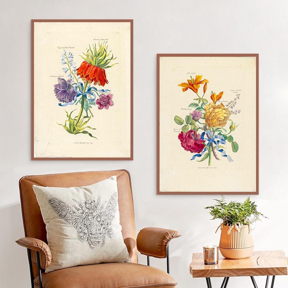 Скандинавское ретро-искусство картина на холсте с изображением растений эволюция цветов Популярная наука Плакат гостиная коридор украшение дома фреска без рамки