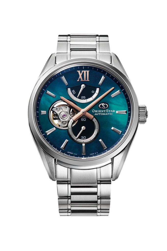 Orient Star M34 F7 Automatic Made In Watch, Semi-Skeleton, Mechanical, Japan, 2-Year Manufacturer's Warranty, RK-BY0001A, Men's, Blue-Green