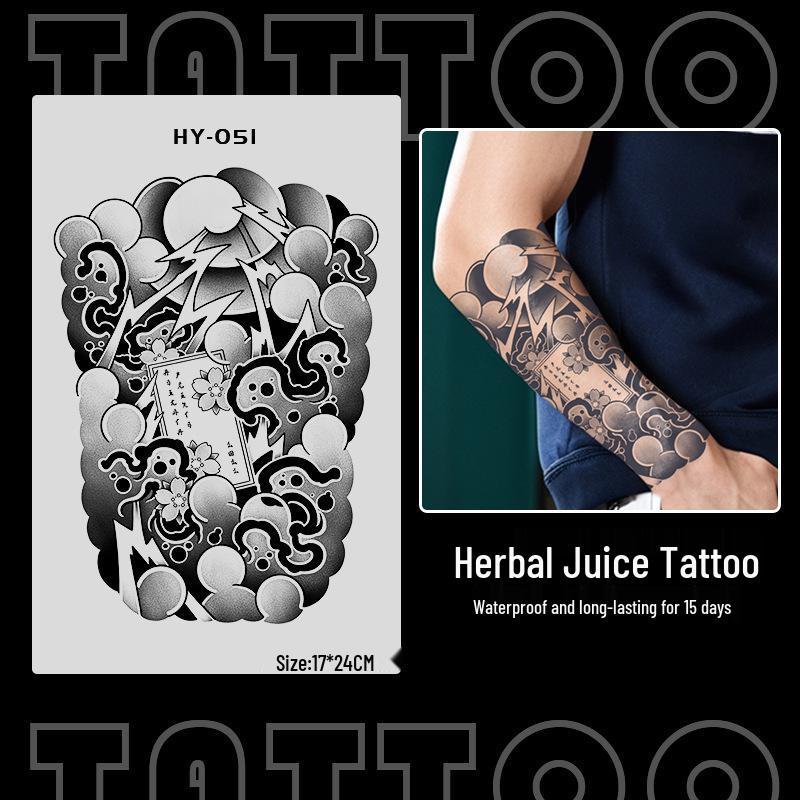 Водонепроницаемая наклейка с традиционной японской татуировкой: Мужской стойкий цветочный узор на руке.