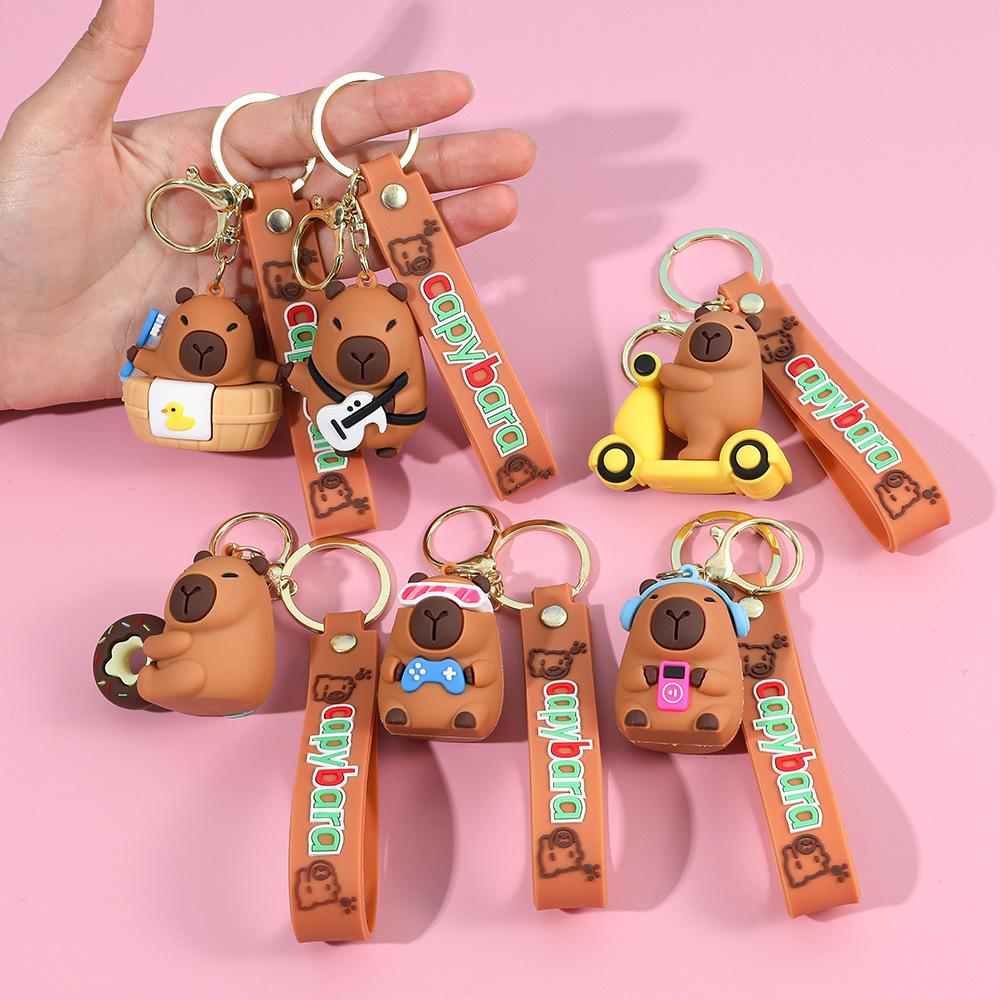 Creative Cute Capybara Keychains For Car Keychain Anime Cartoon Capibala Pendant Women Doll Keyring Charm Holiday Gifts Jewelry