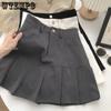 Solid Color High Waist Patchwork Pleated Skirts Women Spring Summer Retro Party Club Mini Skirts with Pockets