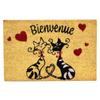 [A2442] - Straw Doormat 'Cats' Black Red Brown - 60x40 Cm