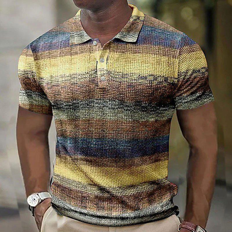 Мужская рубашка поло с коротким рукавом, топы с 3D-принтом, полосатая модная, полиэстер, дышащая, удобная, рубашки поло
