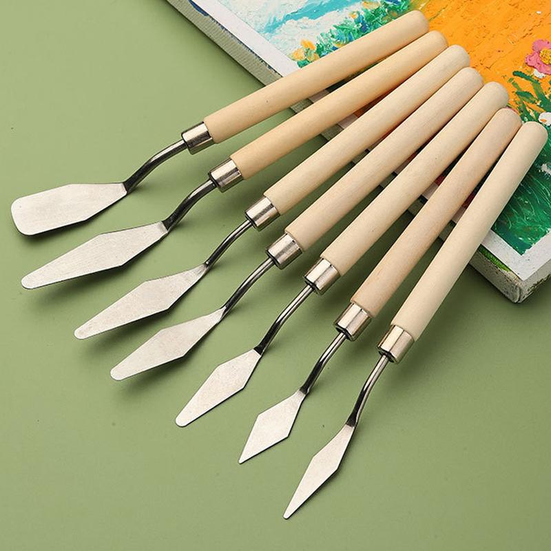 7Pcs/Set Stainless Steel Oil Painting Knives Artist Crafts Spatula Palette Knife Mixing Scraper Art Tools
