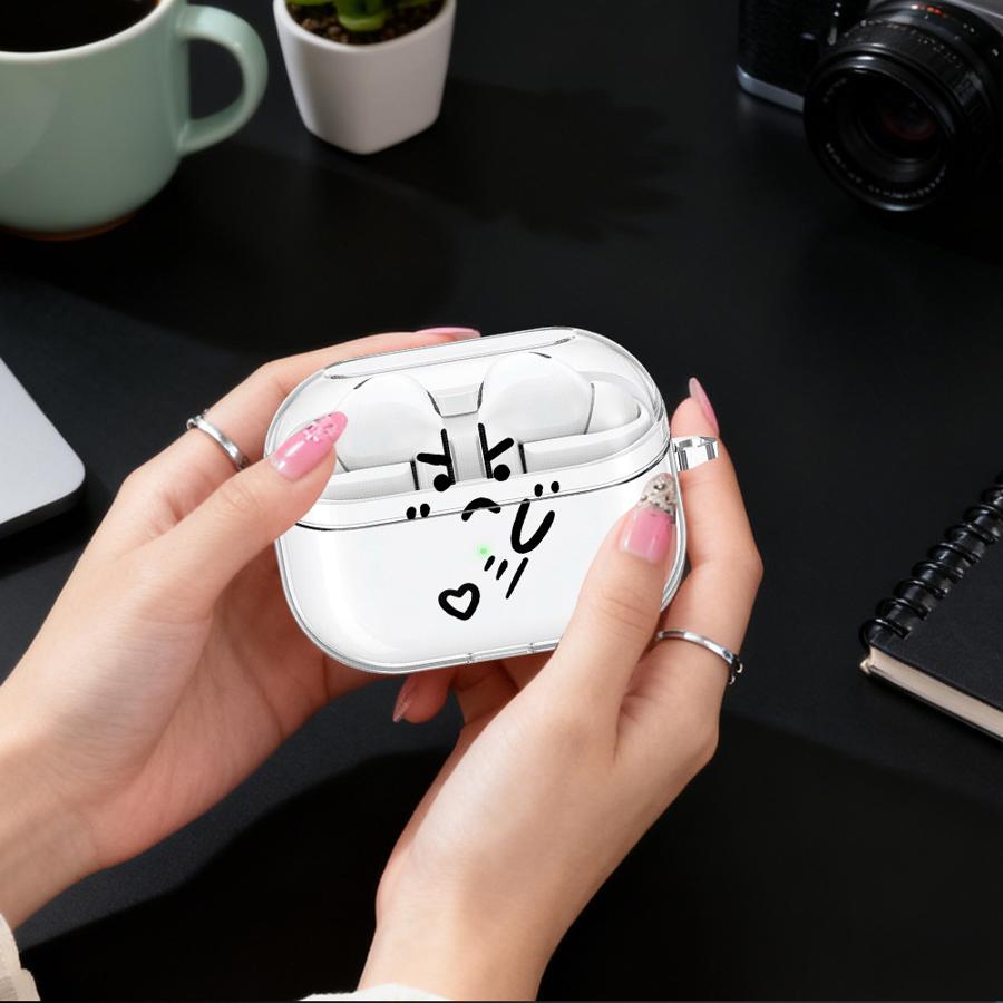 Чехол-фигурка с лицом для Samsung Galaxy Buds 2 4 Pro 4Pro Live 2Pro 3 FE 3Pro Прозрачный чехол для наушников с крючком